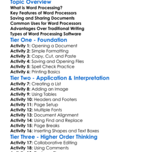 Word Processing Worksheet Activity Booklet