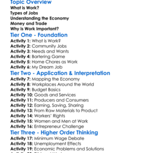 Work And Economy Worksheet Activity Booklet