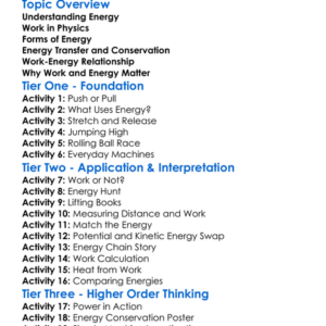 Work And Energy Worksheet Activity Booklet