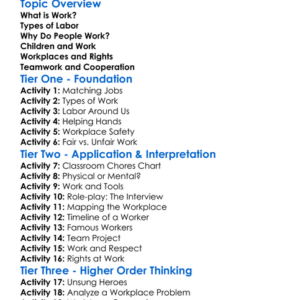 Work And Labor Worksheet Activity Booklet