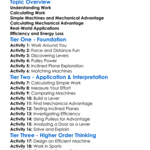 Work And Mechanical Advantage Worksheet Activity Booklet