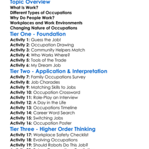 Work And Occupations Worksheet Activity Booklet