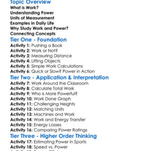 Work And Power Worksheet Activity Booklet