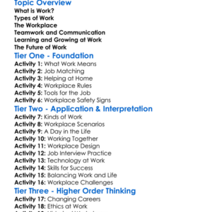 Work And The Workplace Worksheet Activity Booklet