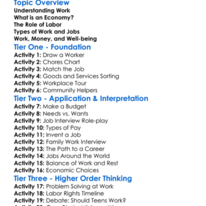 Work Economy And Labor Worksheet Activity Booklet