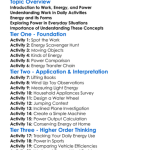 Work Energy And Power In Daily Life Worksheet Activity Booklet