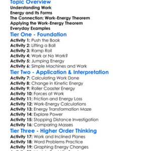 Work-Energy Theorem Worksheet Activity Booklet