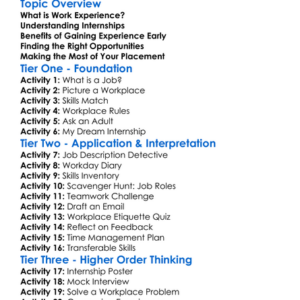 Work Experience And Internships Worksheet Activity Booklet