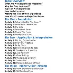 Work Experience Programs Worksheet Activity Booklet