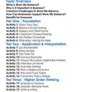 Work-Life Balance In Business Worksheet Activity Booklet