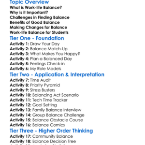 Work-Life Balance Worksheet Activity Booklet