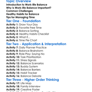 Work-Life Balance Worksheet Activity Booklet