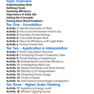Work Power And Efficiency Worksheet Activity Booklet