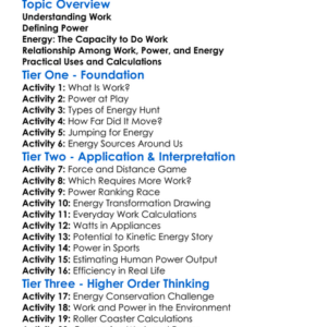 Work Power And Energy Worksheet Activity Booklet
