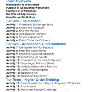 Work Sheets In Accounting Worksheet Activity Booklet