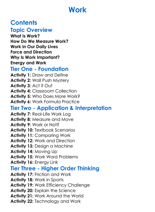 Work Worksheet Activity Booklet