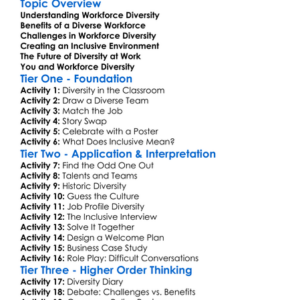 Workforce Diversity Worksheet Activity Booklet