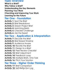 Working To A Brief Worksheet Activity Booklet