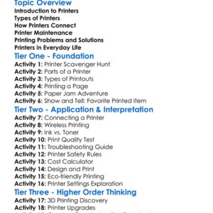 Working With Printers Worksheet Activity Booklet