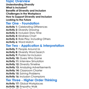 Workplace Diversity And Inclusion Worksheet Activity Booklet