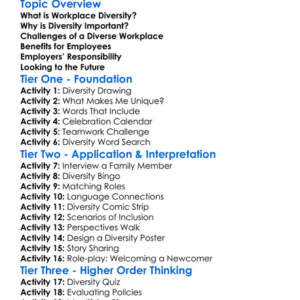 Workplace Diversity Worksheet Activity Booklet