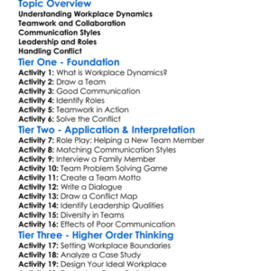 Workplace Dynamics Worksheet Activity Booklet