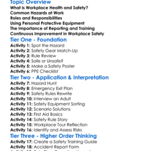 Workplace Health And Safety Basics Worksheet Activity Booklet