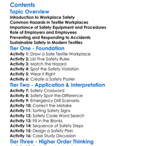 Workplace Health And Safety In Textiles Worksheet Activity Booklet