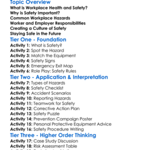 Workplace Health And Safety Worksheet Activity Booklet