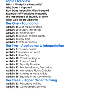 Workplace Inequality Worksheet Activity Booklet