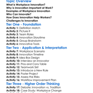 Workplace Innovation Worksheet Activity Booklet
