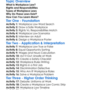 Workplace Law Worksheet Activity Booklet