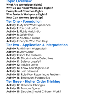 Workplace Rights Worksheet Activity Booklet