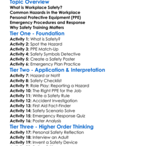 Workplace Safety Basics Worksheet Activity Booklet