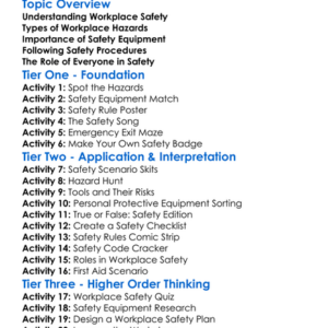 Workplace Safety Worksheet Activity Booklet