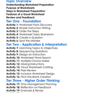 Worksheet Preparation Worksheet Activity Booklet