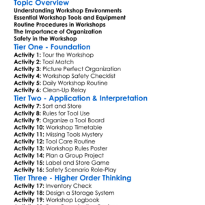Workshop Routines And Organization Worksheet Activity Booklet