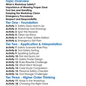 Workshop Safety Rules Worksheet Activity Booklet