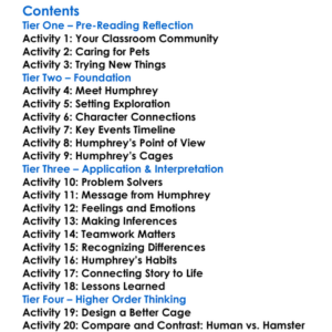 World According To Humphrey Series Betty G Birney Worksheet Activity Booklet