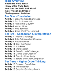 World Bank Worksheet Activity Booklet