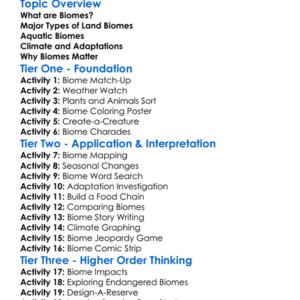 World Biomes Worksheet Activity Booklet