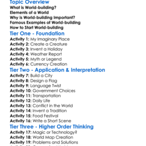World-Building Worksheet Activity Booklet