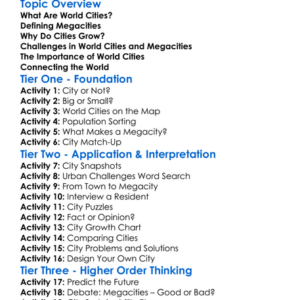 World Cities And Megacities Worksheet Activity Booklet
