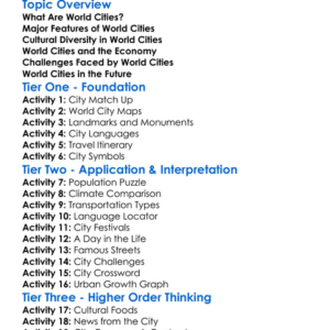 World Cities Worksheet Activity Booklet
