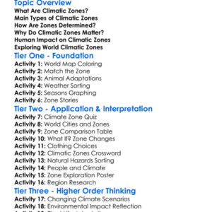 World Climatic Zones Worksheet Activity Booklet