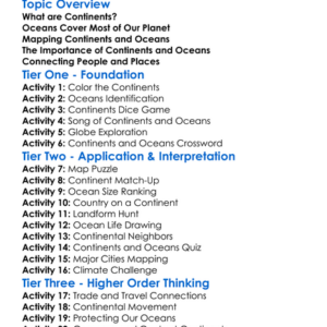 World Continents And Oceans Worksheet Activity Booklet