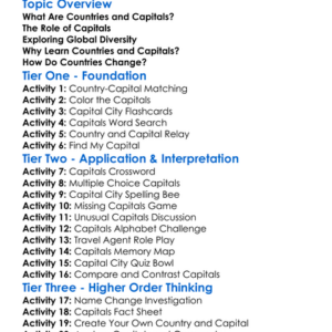 World Countries And Capitals Worksheet Activity Booklet