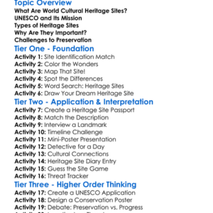 World Cultural Heritage Sites Worksheet Activity Booklet