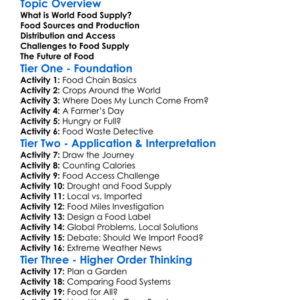 World Food Supply Worksheet Activity Booklet