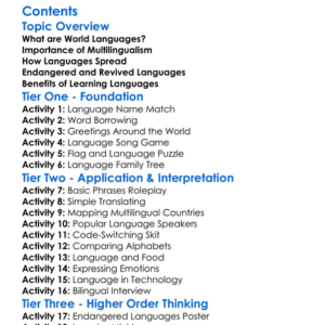 World Languages And Multilingualism Worksheet Activity Booklet